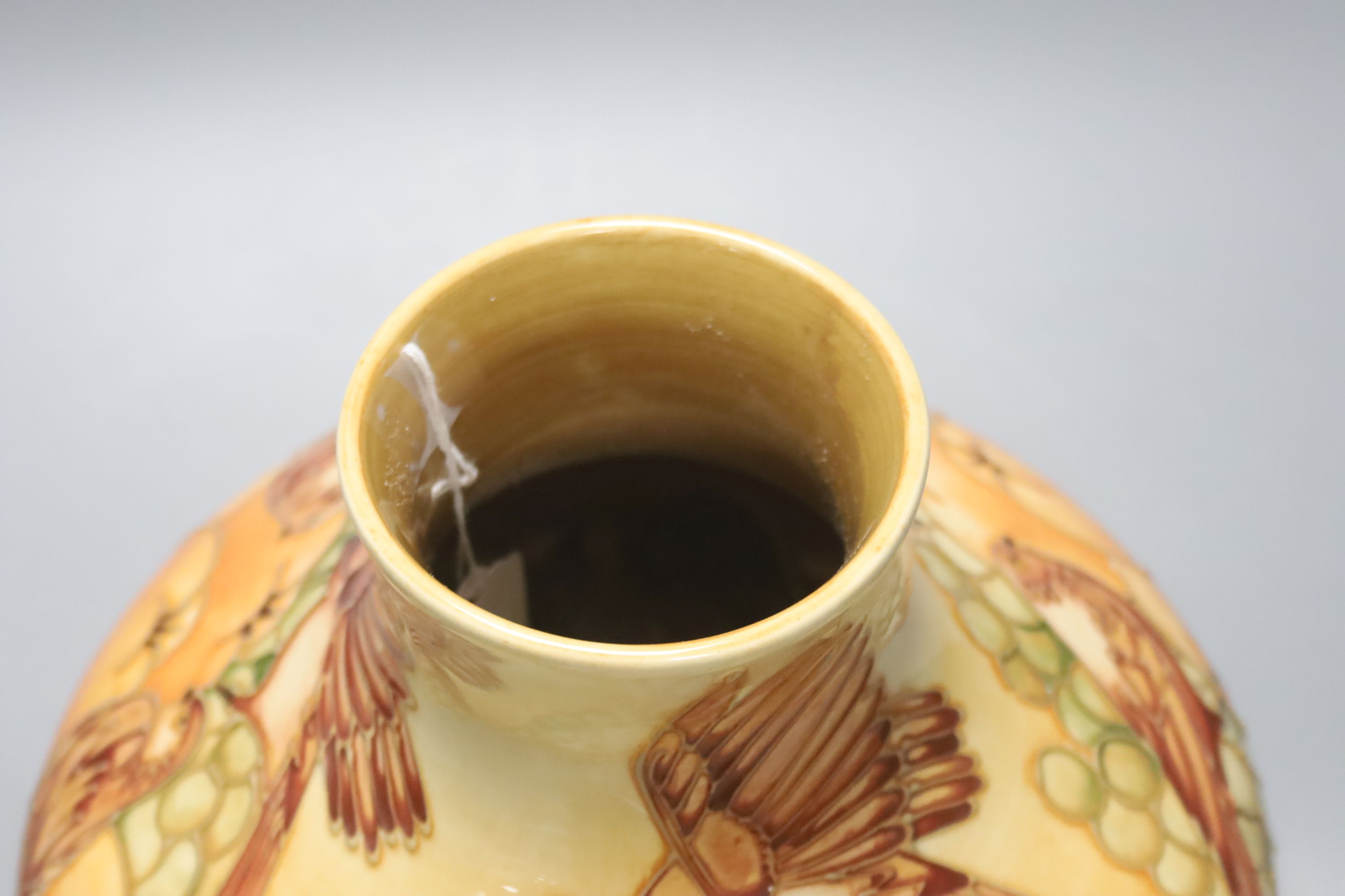A large Moorcroft Peach and Finch pattern vase, height 20cm